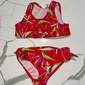 Old Navy Girls Toddler Two Piece Swim Bathing Suit Red Print